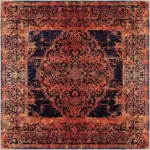 Horda Klasik Göbekli Turuncu Siyah  Polyester ve Pamuklu Kaydırmaz Tabanlı Yıkanabilir Dijital Baskı Halısı - Görsel 3