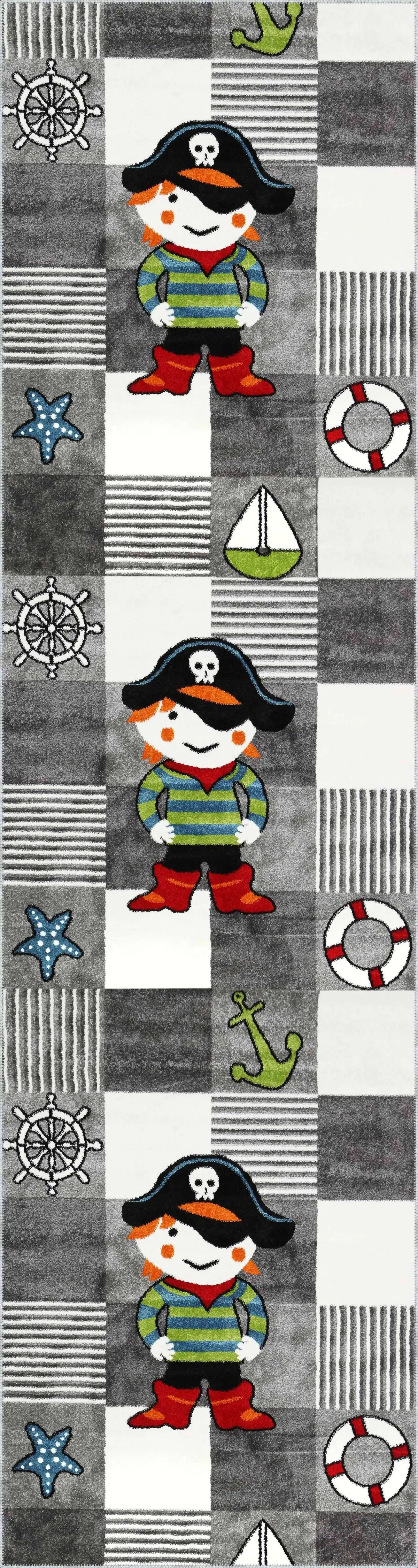 Soloy Geometrik Gri Polyester ve Pamuklu Kaydırmaz Tabanlı Yıkanabilir Dijital Baskı Çocuk Odası Halısı - Görsel 4