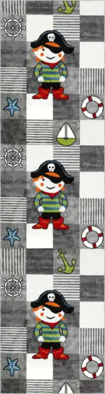 Soloy Geometrik Gri Polyester ve Pamuklu Kaydırmaz Tabanlı Yıkanabilir Dijital Baskı Çocuk Odası Halısı - Görsel 4