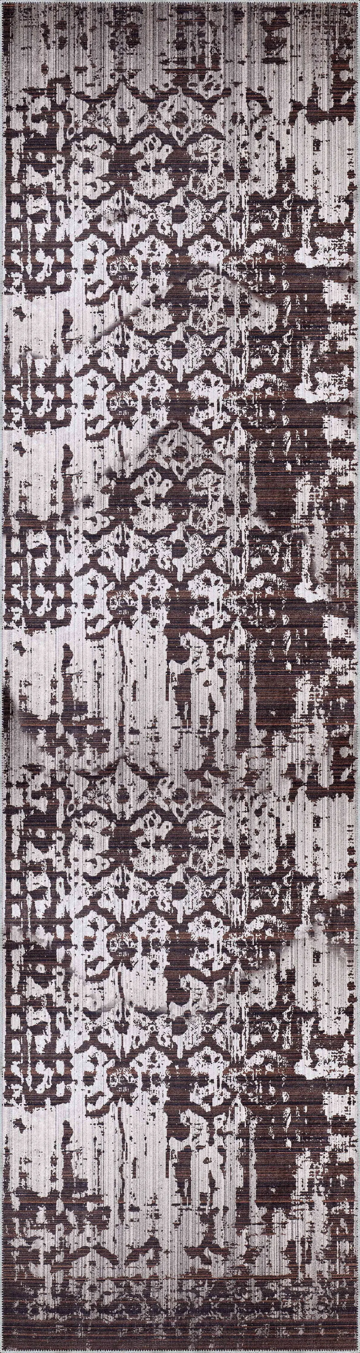 Pilas Modern Kahverengi Polyester ve Pamuklu Kaydırmaz Tabanlı Yıkanabilir Dijital Baskı Halısı - Görsel 4