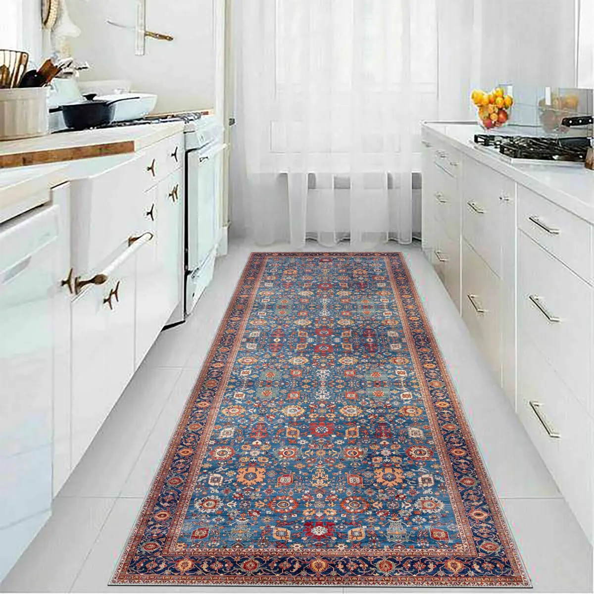 Hechi Çerçeveli Multi Polyester ve Pamuklu Kaydırmaz Tabanlı Yıkanabilir Dijital Baskı Halısı - Görsel 5