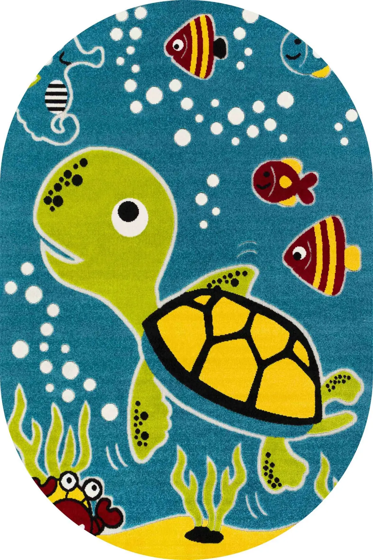 Parita Su Dünyası Desenli Mavi Polyester ve Pamuklu Kaydırmaz Tabanlı Yıkanabilir Dijital Baskı Çocuk Odası Halısı - Görsel 6