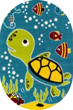 Parita Su Dünyası Desenli Mavi Polyester ve Pamuklu Kaydırmaz Tabanlı Yıkanabilir Dijital Baskı Çocuk Odası Halısı - Görsel 6