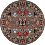 Gannan Klasik Göbekli Gri Polyester ve Pamuklu Kaydırmaz Tabanlı Yıkanabilir Dijital Baskı Halısı - Görsel 7