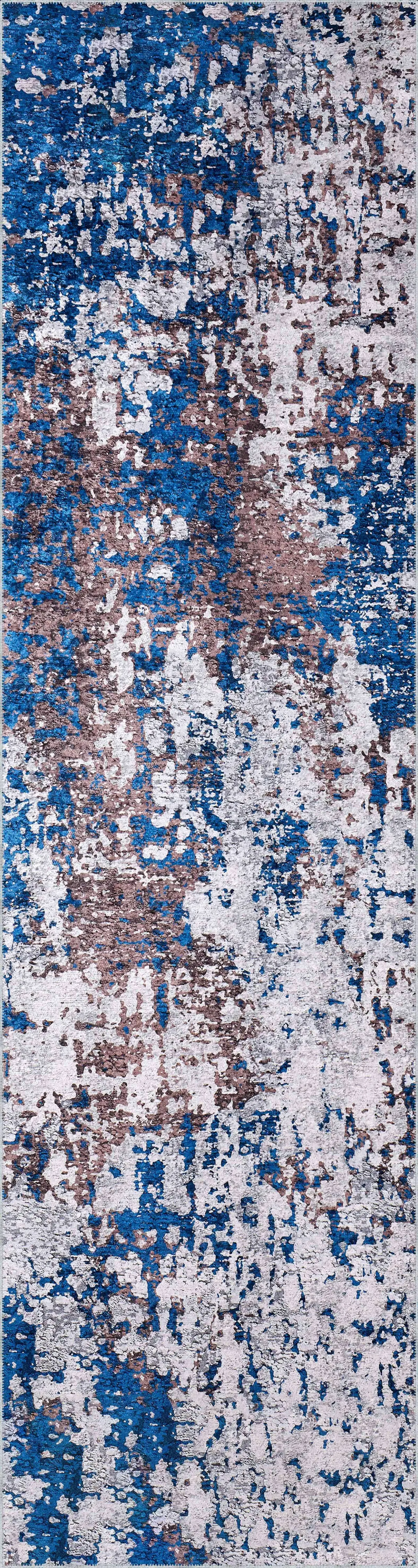 Ratlam Modern Mavi Polyester ve Pamuklu Kaydırmaz Tabanlı Yıkanabilir Dijital Baskı Halısı - Görsel 4