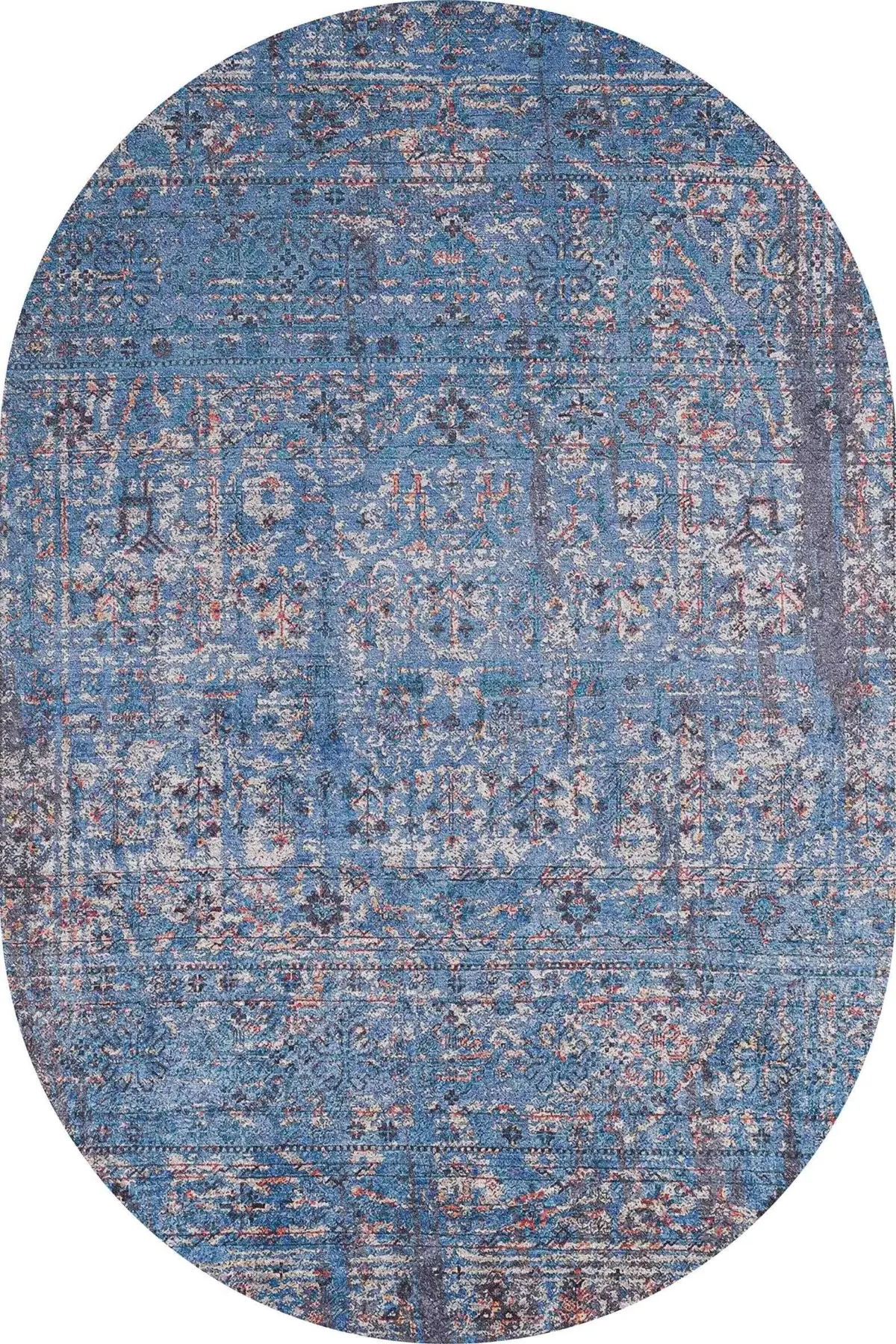 Mirador Modern Mavi Polyester ve Pamuklu Kaydırmaz Tabanlı Yıkanabilir Dijital Baskı Halısı - Görsel 6