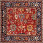 Sawan Çerçeveli Kırmızı Polyester ve Pamuklu Kaydırmaz Tabanlı Yıkanabilir Dijital Baskı Halısı - Görsel 3