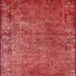 Barsbro Çerçeveli Kırmızı Polyester ve Pamuklu Kaydırmaz Tabanlı Yıkanabilir Dijital Baskı Halısı