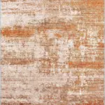 Katni Modern Turuncu Polyester ve Pamuklu Kaydırmaz Tabanlı Yıkanabilir Dijital Baskı Halısı