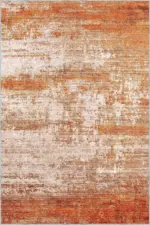 Katni Modern Turuncu Polyester ve Pamuklu Kaydırmaz Tabanlı Yıkanabilir Dijital Baskı Halısı