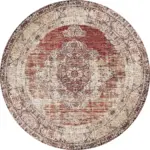 Loten Klasik Göbekli Kahverengi Polyester ve Pamuklu Kaydımaz Taban Yıkanabilir Dijital Baskı Halısı - Görsel 7