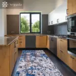 Ratlam Modern Mavi Polyester ve Pamuklu Kaydırmaz Tabanlı Yıkanabilir Dijital Baskı Halısı - Görsel 5