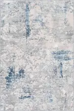 Bogra Modern Gri Polyester ve Pamuklu Kaydırmaz Tabanlı Yıkanabilir Dijital Baskı Halısı