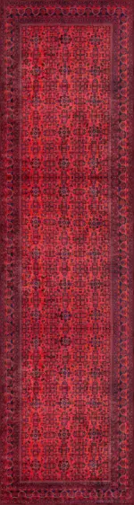 Alveste Çerçeveli Kırmızı Polyester ve Pamuklu Kaydırmaz Taban Yıkanabilir Dijital Baskı Halısı - Görsel 4