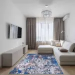 Ratlam Modern Mavi Polyester ve Pamuklu Kaydırmaz Tabanlı Yıkanabilir Dijital Baskı Halısı - Görsel 2