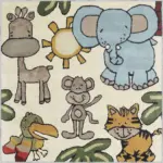 Sieyic Sevimli Dostlar Desenli Bej Polyester ve Pamuklu Kaydırmaz Tabanlı Yıkanabilir Dijital Baskı Çocuk Odası Halısı - Görsel 3