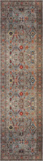 İnzai Çerçeveli Gri Polyester ve Pamuklu Kaydırmaz Tabanlı Yıkanabilir Dijital Baskı Halısı - Görsel 4