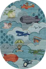 Nicoya Bulut Desenli Mavi Polyester ve Pamuklu Kaydırmaz Tabanlı Yıkanabilir Dijital Baskı Çocuk Odası Halısı - Görsel 6