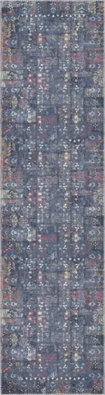 Drev Modern Mavi Polyester ve Pamuklu Kaydırmaz Tabanlı Yıkanabilir Dijital Baskı Halısı - Görsel 4