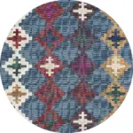 Luzia Geometrik Mavi Polyester ve Pamuklu Kaydırmaz Tabanlı Yıkanabilir Dijital Baskı Halısı - Görsel 7