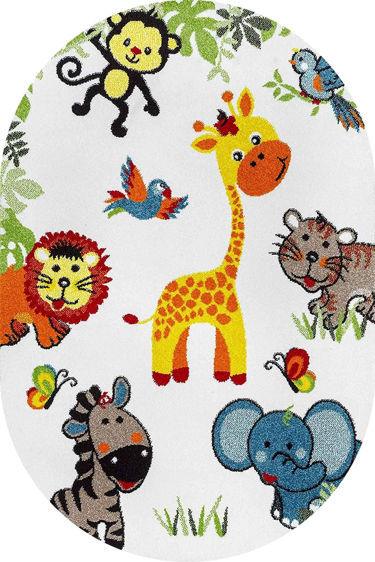 Abajo Sevimli Dostlar Desenli Beyaz Polyester ve Pamuklu Kaydırmaz Tabanlı Yıkanabilir Dijital Baskı Çcok Odası Halısı - Görsel 6