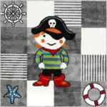 Soloy Geometrik Gri Polyester ve Pamuklu Kaydırmaz Tabanlı Yıkanabilir Dijital Baskı Çocuk Odası Halısı - Görsel 3