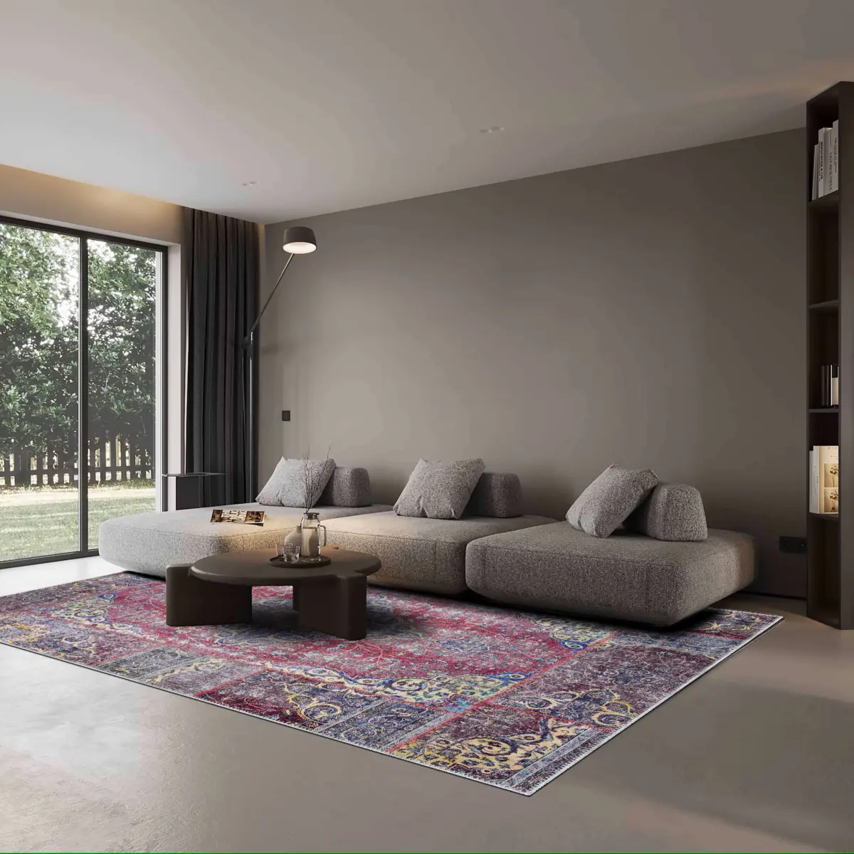 Rottne Klasik Göbekli Multi Polyester ve Pamuklu Kaydırmaz Tabanlı Yıkanabilir Dijital Baskı Halısı - Görsel 2