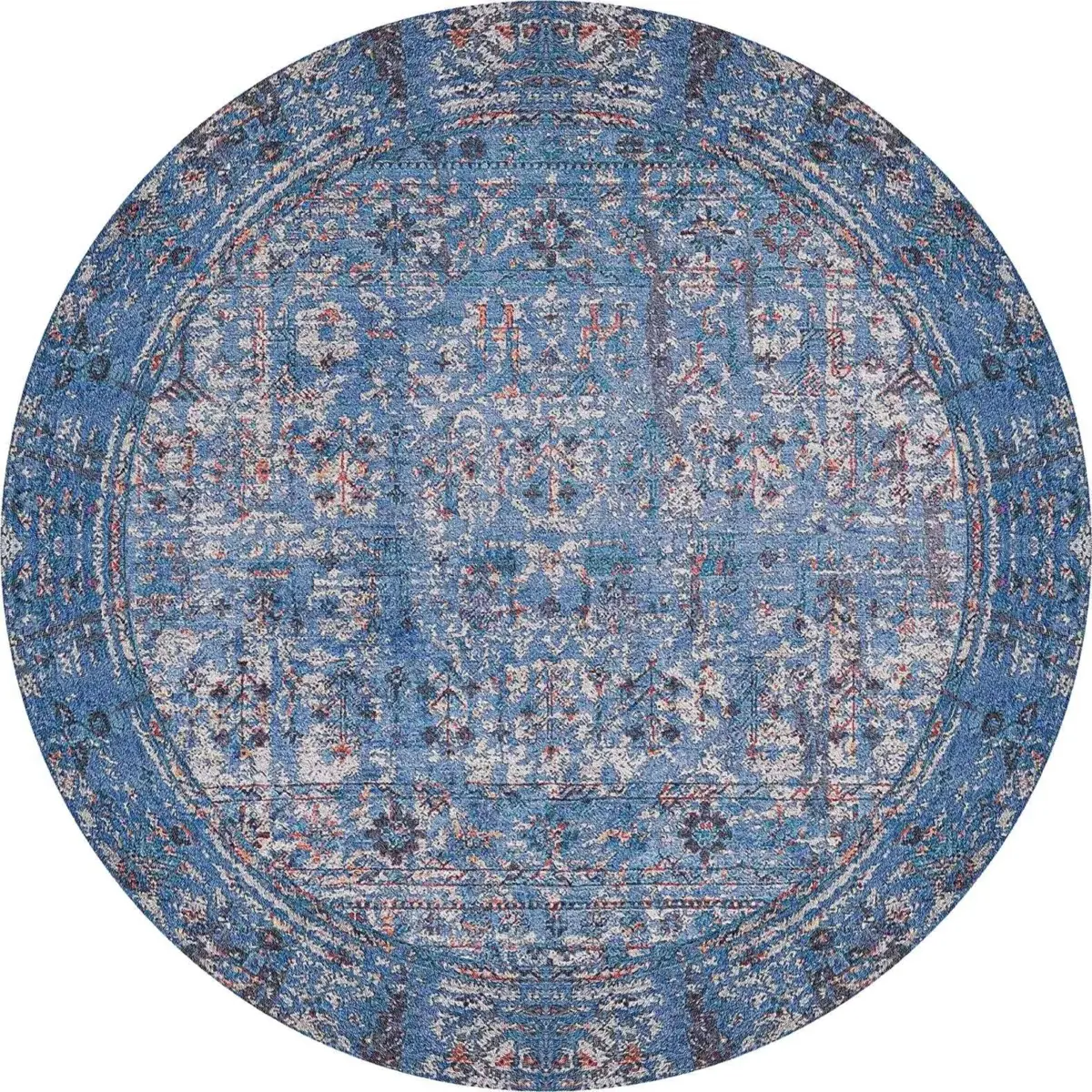 Mirador Modern Mavi Polyester ve Pamuklu Kaydırmaz Tabanlı Yıkanabilir Dijital Baskı Halısı - Görsel 7