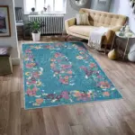 Pesse Modern Mavi Polyester ve Pamuklu Kaydırmaz Tabanlı Yıkanabilir Dijital Baskı Halısı - Görsel 2