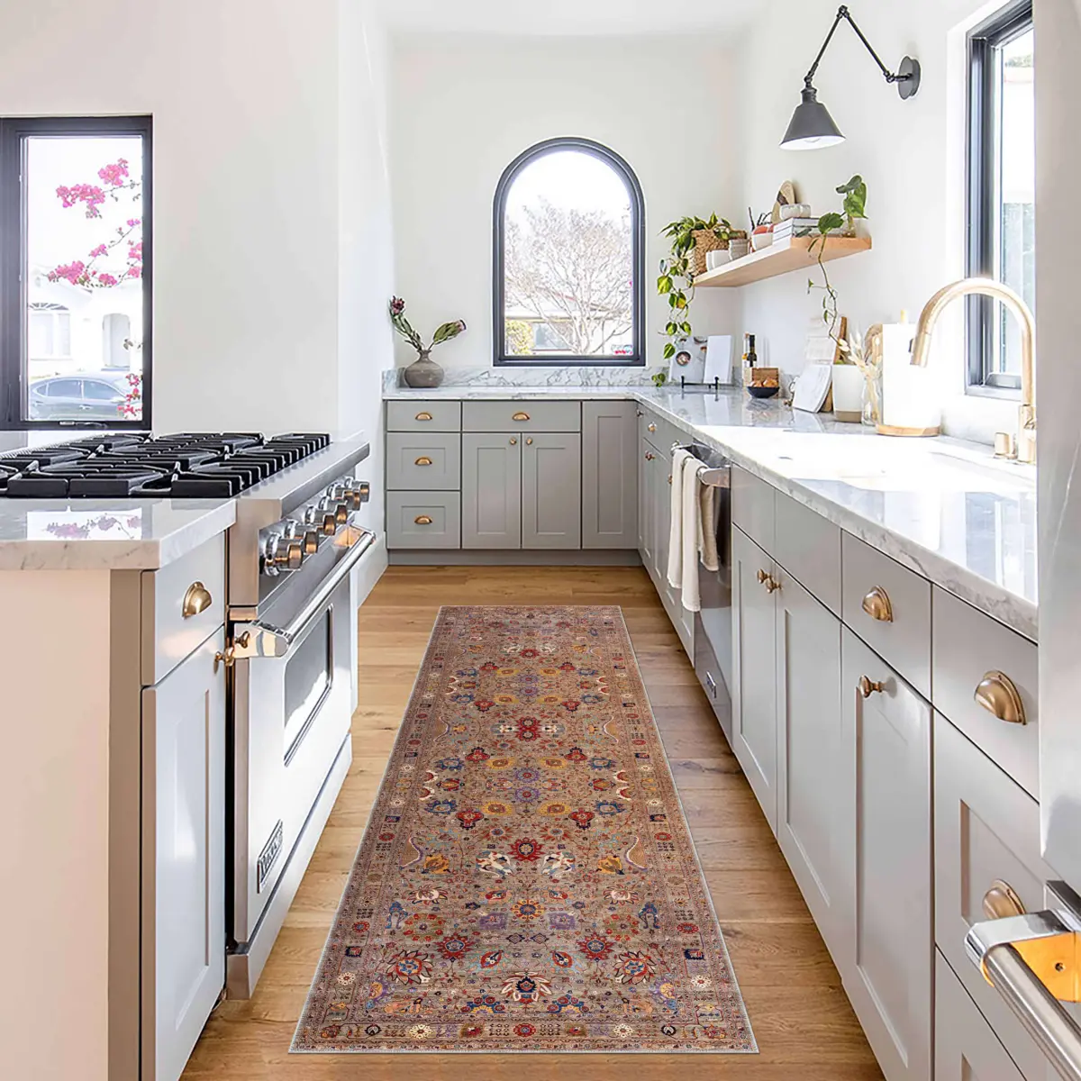 Doshi Klasik Göbeklli Multi Polyester ve Pamuklu Kaydırmaz Tabanlı Yıkanabilir Dijital Baskı Halısı - Görsel 5