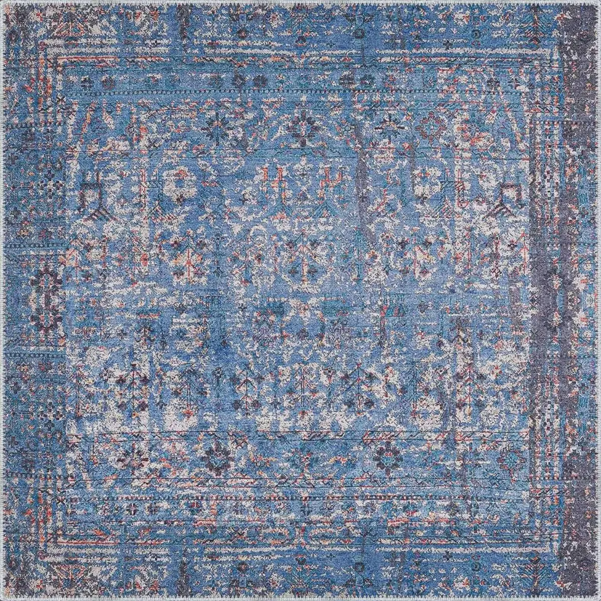 Mirador Modern Mavi Polyester ve Pamuklu Kaydırmaz Tabanlı Yıkanabilir Dijital Baskı Halısı - Görsel 3