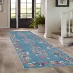 Pesse Modern Mavi Polyester ve Pamuklu Kaydırmaz Tabanlı Yıkanabilir Dijital Baskı Halısı - Görsel 5