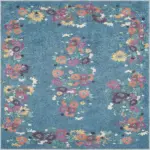 Pesse Modern Mavi Polyester ve Pamuklu Kaydırmaz Tabanlı Yıkanabilir Dijital Baskı Halısı - Görsel 3