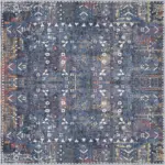 Drev Modern Mavi Polyester ve Pamuklu Kaydırmaz Tabanlı Yıkanabilir Dijital Baskı Halısı - Görsel 3