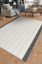 Gorno Modern Krem ve Antrasit Polipolyester Sisal Halı - Görsel 2