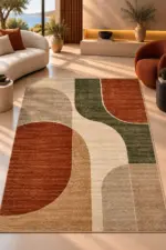 Devaa Geometrik  Multi Polyester ve Pamuklu Kaydırmaz Taban Yıkanabilir Dijital Baskı Halısı - Görsel 2