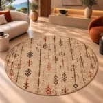 Gimaz Modern Krem Polyester ve Pamuklu Kaydırmaz Taban Yıkanabilir Dijital Baskı Halısı - Görsel 6