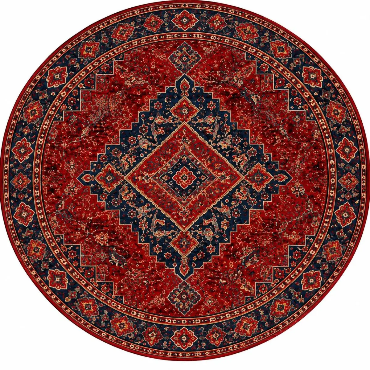Ayga Klasik Göbekli Multi Polyester ve Pamuklu Kaydırmaz Taban Yıkanabilir Dijital Baskı Halısı - Görsel 5