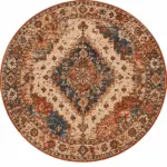 Gien Klasik Göbekli Multi Polyester ve Pamuklu Kaydırmaz Taban Yıkanabilir Dijital Baskı Halısı - Görsel 5