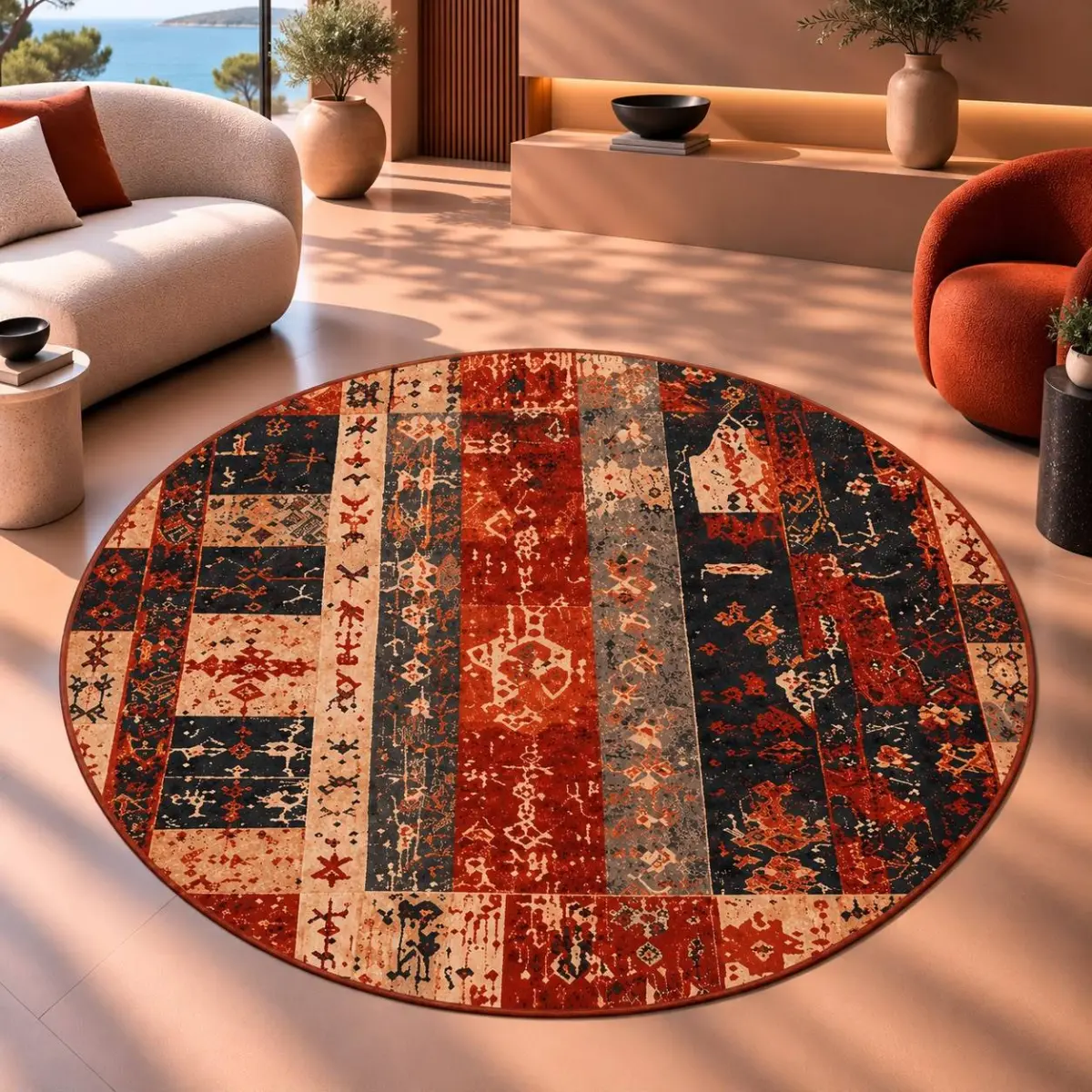 Heloz Modern Multi Polyester ve Pamuklu Kaydırmaz Taban Yıkanabilir Dijital Baskı Halısı - Görsel 6
