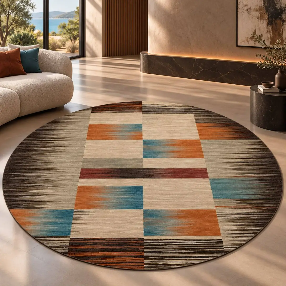 Cerna Modern Multi Polyester ve Pamuklu Kaydırmaz Taban Yıkanabilir Dijital Baskı Halısı - Görsel 6
