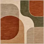 Devaa Geometrik  Multi Polyester ve Pamuklu Kaydırmaz Taban Yıkanabilir Dijital Baskı Halısı - Görsel 3