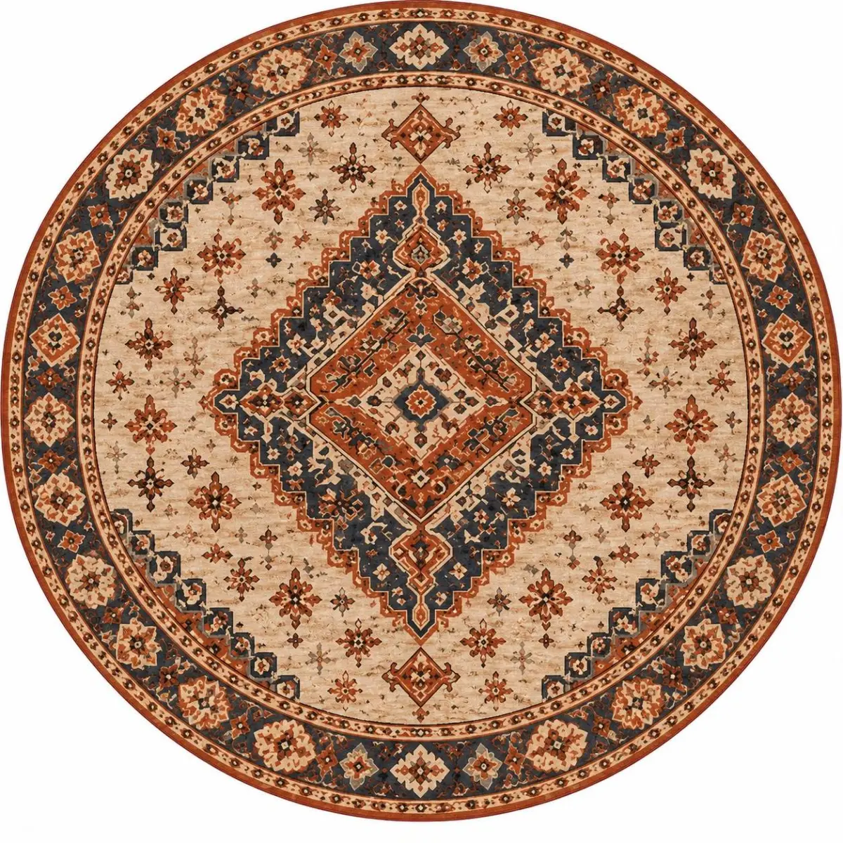 Sulga Klasik Göbekli Multi Polyester ve Pamuklu Kaydırmaz Taban Yıkanabilir Dijital Baskı Halısı - Görsel 5