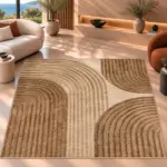Suay Krem Bej Modern Polyester ve Pamuklu Kaydırmaz Taban Yıkanabilir Dijital Baskı Halısı - Görsel 4