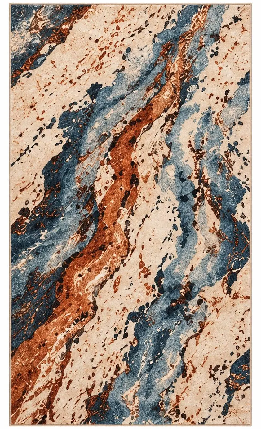 Tnabnj Gaoz Modern Multi Polyester ve Pamuklu Kaydırmaz Taban Yıkanabilir Dijital Baskı Halısı - Görsel 1