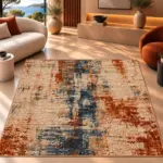 Sulle Modern Multi Polyester ve Pamuklu Kaydırmaz Taban Yıkanabilir Dijital Baskı Halısı - Görsel 4