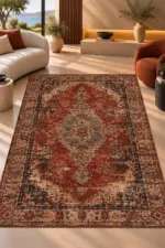 Astoni Klasik Çerçeveli Multi Polyester ve Pamuklu Kaydırmaz Taban Yıkanabilir Dijital Baskı Halısı - Görsel 2