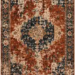 Enga Klasik Göbekli Multi Polyester ve Pamuklu Kaydırmaz Taban Yıkanabilir Dijital Baskı Halısı