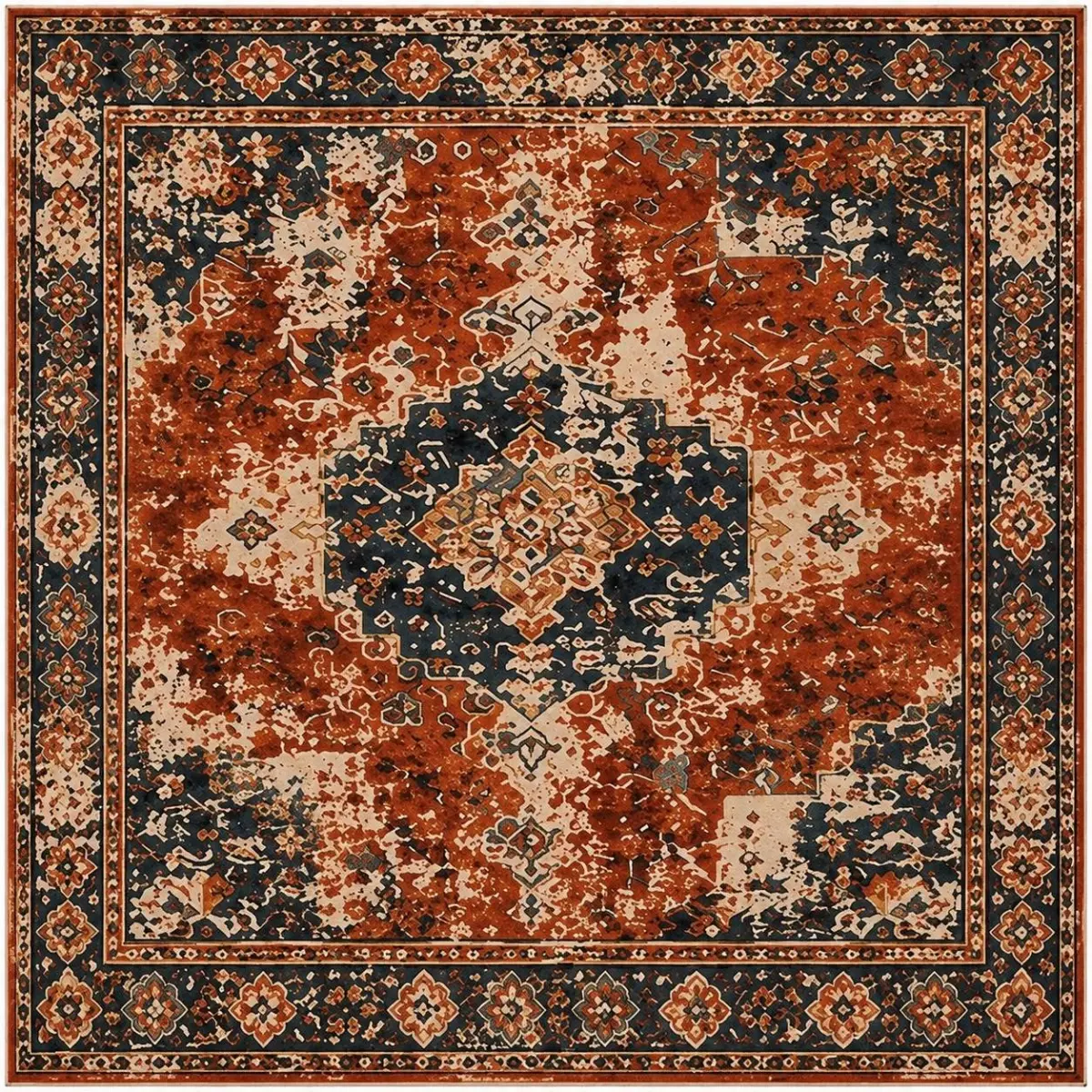 Enga Klasik Göbekli Multi Polyester ve Pamuklu Kaydırmaz Taban Yıkanabilir Dijital Baskı Halısı - Görsel 3