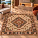 Sulga Klasik Göbekli Multi Polyester ve Pamuklu Kaydırmaz Taban Yıkanabilir Dijital Baskı Halısı - Görsel 4